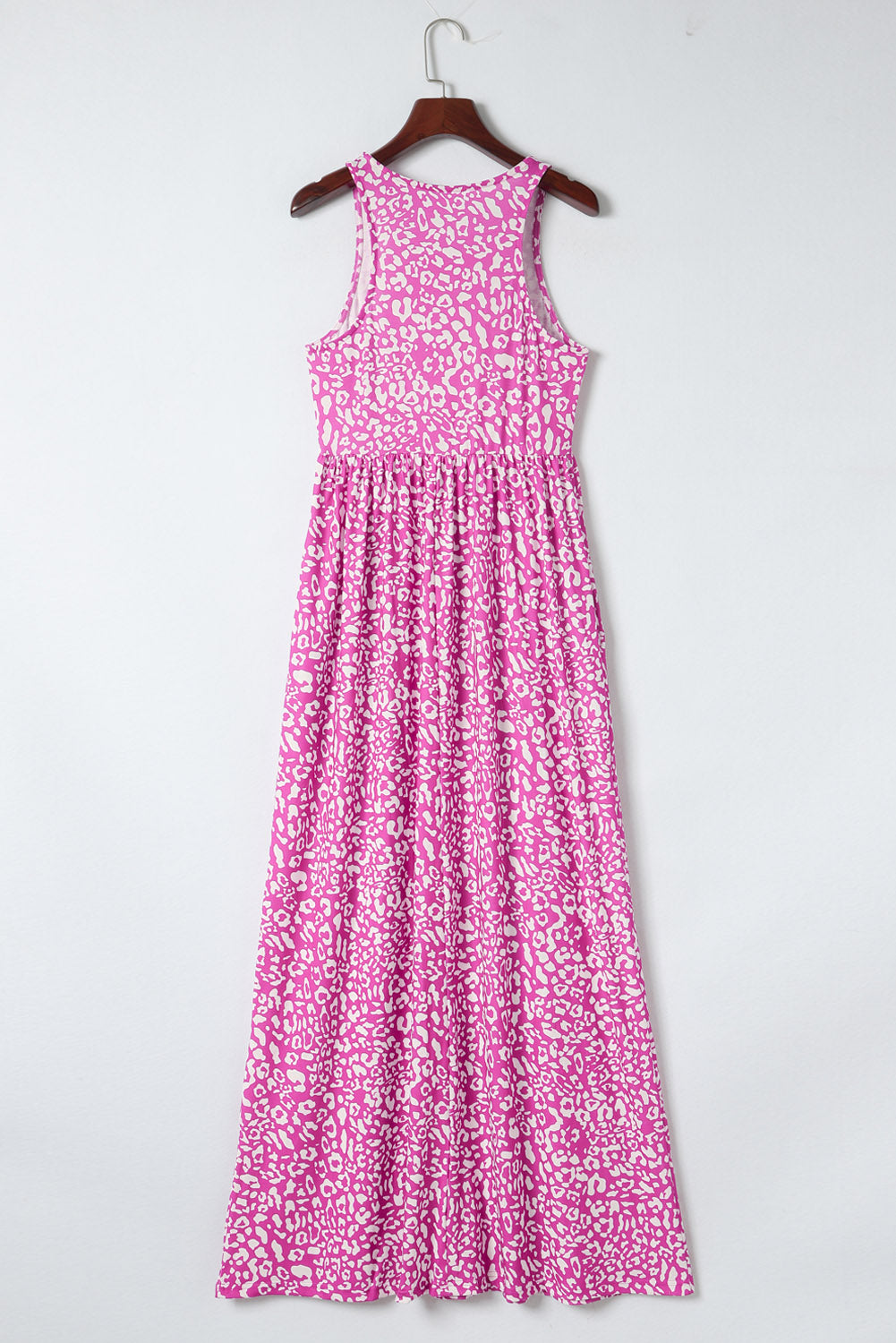 Rose Leopard Print Pocketed Sleeveless Maxi Dress