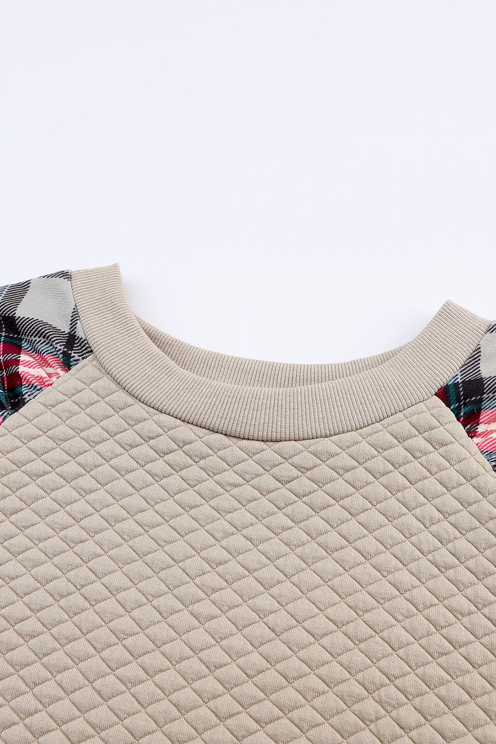 Apricot Plaid Raglan Sleeve Sweatshirt