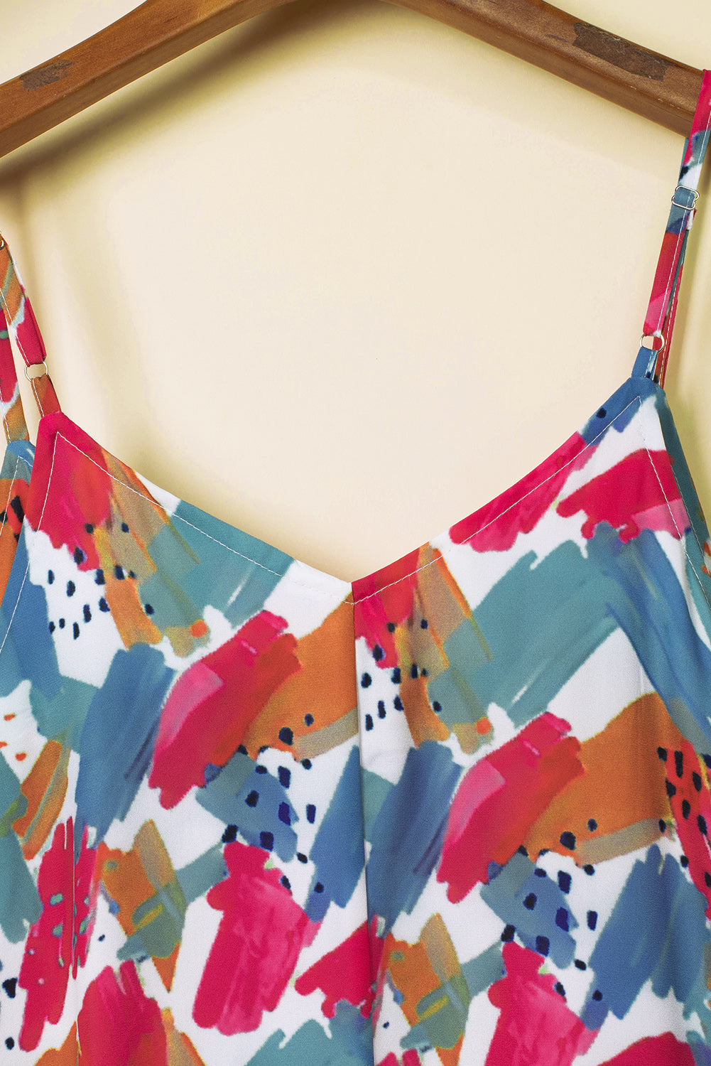 Multicolor Abstract Print Spaghetti Straps Maxi Dress